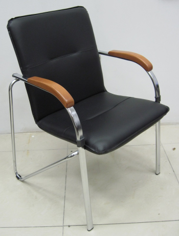 Стул офисный Самба Хром экокожа черный