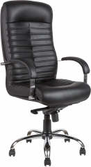 Офисное кресло руководителя Орион Хром кожа черная