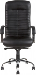 Офисное кресло руководителя Орион Хром кожа черная