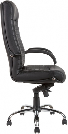 Офисное кресло руководителя Орион Хром кожа черная