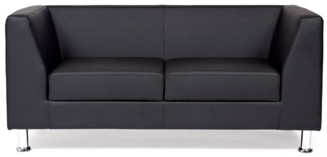 Диван офисный двухместный Cube кожзам черный