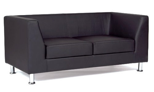 Диван офисный двухместный Cube кожзам черный