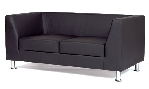 Диван офисный двухместный Cube кожзам черный