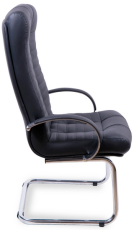 Офисное конференц-кресло Атлант Хром кожа черная