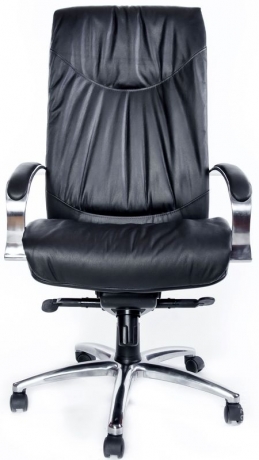 Офисное кресло руководителя Шеф Хром МБ кожа черная