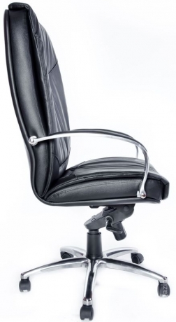 Офисное кресло руководителя Шеф Хром МБ кожа черная