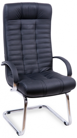Офисное конференц-кресло Атлант Хром экокожа черная