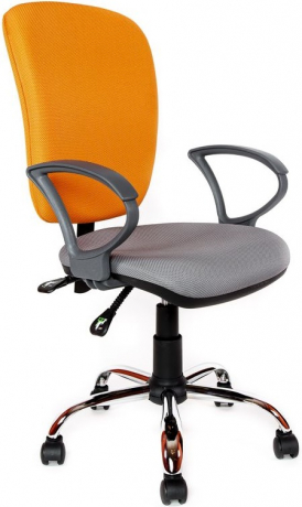 Компьютерное кресло Эмир FreeStyle Гамма-Grey Хром ткань-сетка оранжевая/серая