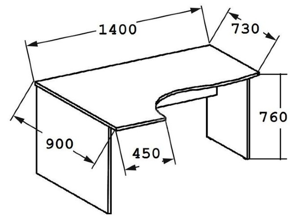 Стол рабочий письменный Арго А-200 левый (140*90/73*76)