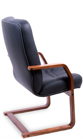 Офисное конференц-кресло с низкой спинкой Министр Экстра кожа черная