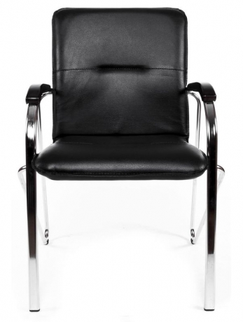 Стул офисный Самба Хром экокожа черный/темный орех