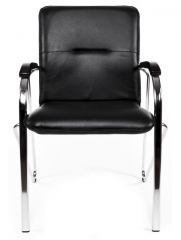 Стул офисный Самба Хром экокожа черный/темный орех