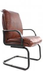 Офисное конференц-кресло с низкой спинкой Надир Стандарт кожа коричневая