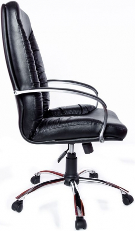 Офисное кресло руководителя Танго Хром кожзам черный
