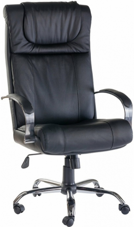 Офисное кресло руководителя Орхидея хром экокожа черная