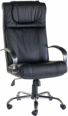 Офисное кресло руководителя Орхидея хром экокожа черная
