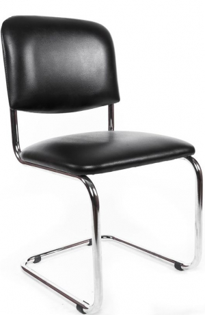Стул офисный Сильвия хром экокожа черная