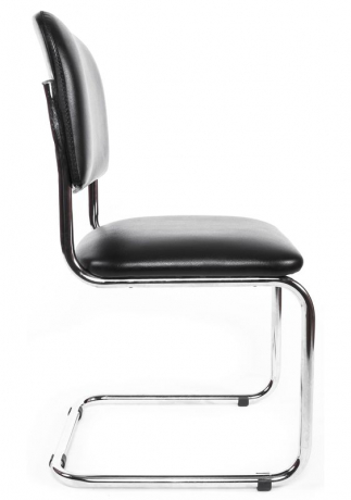 Стул офисный Сильвия хром экокожа черная