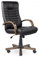 Кресло руководителя UTFC Атлант В дерево кожа черная