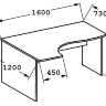 Стол рабочий письменный Арго А-201 правый (160х120/73х76)