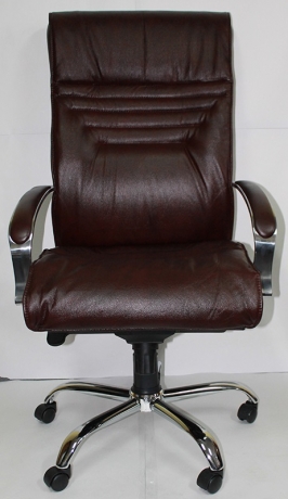 Офисное кресло руководителя Вип Хром МБ кожа бордовая