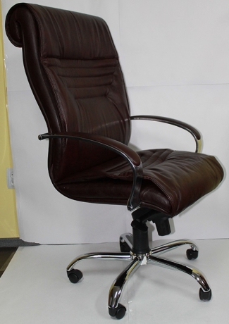 Офисное кресло руководителя Вип Хром МБ кожа бордовая