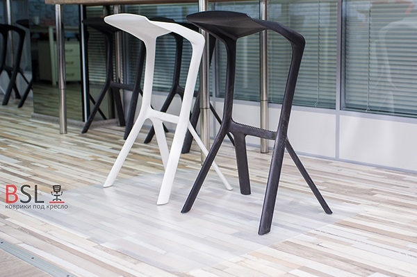 Коврик под кресло 1000*1000 мм, матовый, "песок", полипропилен 1,2 мм.