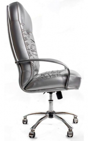 Офисное кресло руководителя Болеро Хром экокожа серебро