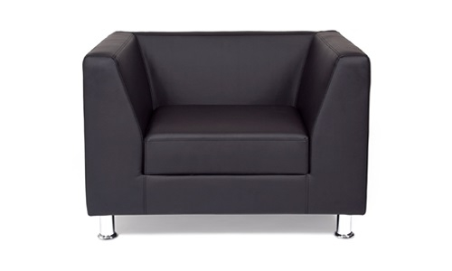 Диван офисный одноместный Cube кожзам черный