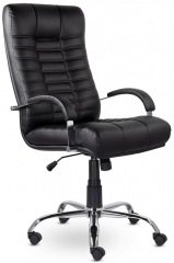 Кресло руководителя UTFC Атлант В хром кожа черная