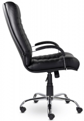 Кресло руководителя UTFC Атлант В хром кожа черная