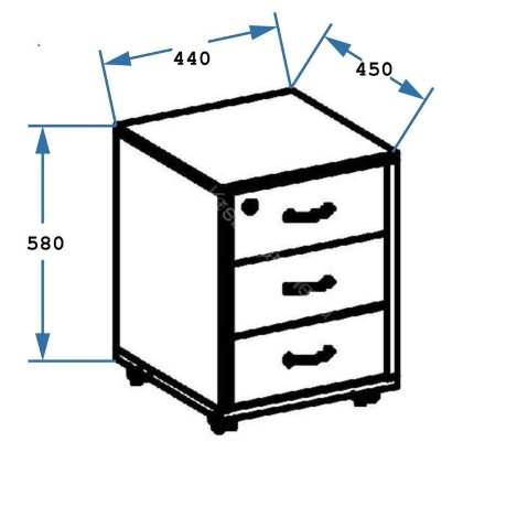 Тумба офисная подкатная АТ-03 (44*45*58)