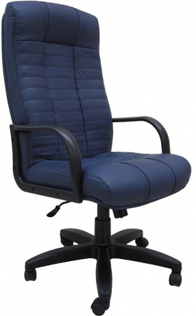 Кресло офисное Атлант Стандарт кожа синяя