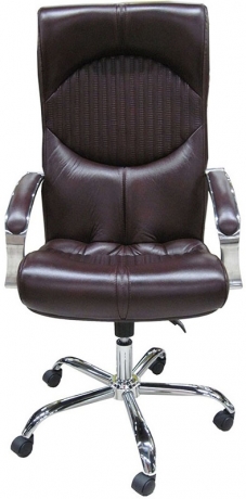 Офисное кресло руководителя Гермес Хром кожа бордовая