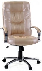 Офисное кресло руководителя Венеция Ультра Хром экокожа кремовый