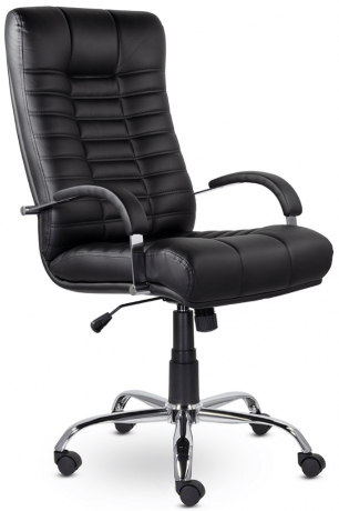 Кресло руководителя UTFC Атлант В хром экокожа черная