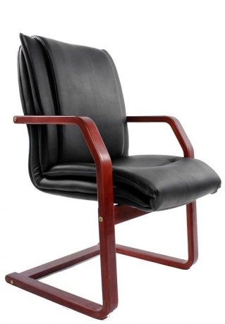Офисное конференц-кресло с низкой спинкой Артекс Экстра кожа черная