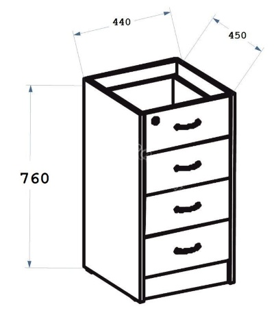 Тумба офисная приставная АТ-05 (44*45*76) топ А-705