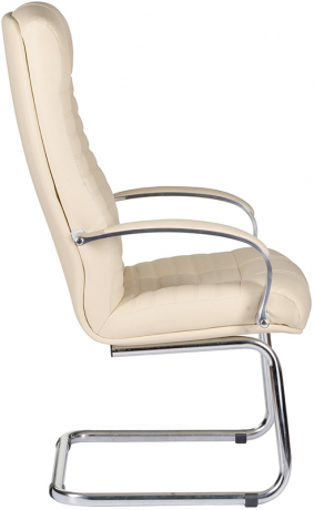 Офисное конференц-кресло Атлант Хром кожа бежевая