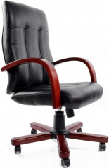 Офисное кресло руководителя Даллас Ультра Экстра кожа черная