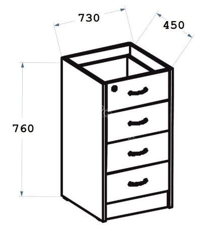 Тумба офисная приставная АТ-05 (73*45*74) топ А-706