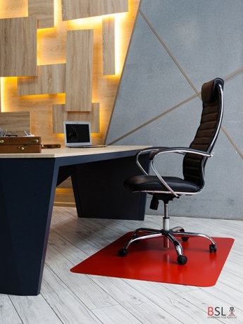 Коврик под кресло 1000*1200 мм, красный, "песок", полипропилен 1,2 мм.