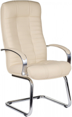 Офисное конференц-кресло Атлант Хром экокожа бежевая