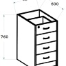 Тумба офисная приставная АТ-07 (44*60*76) топ А-707.60