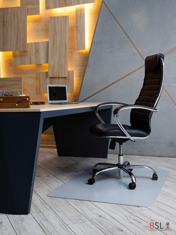 Коврик под кресло 900*1200 мм, серый, "песок", полипропилен 1,2 мм.