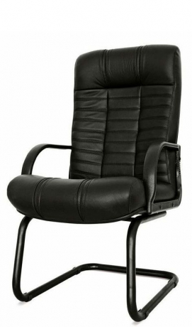 Офисное конференц-кресло с низкой спинкой Атлант Стандарт экокожа черная