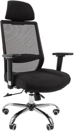 Ортопедическое офисное кресло Chairman 555 LUX сетка/ткань черная