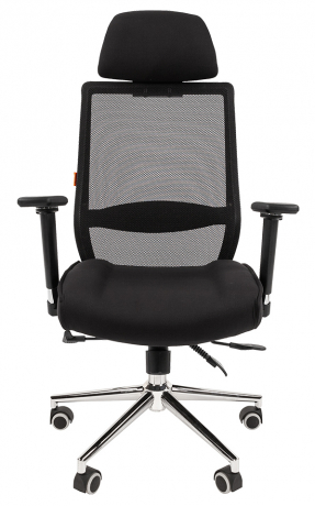 Ортопедическое офисное кресло Chairman 555 LUX сетка/ткань черная