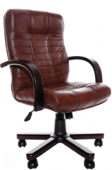Кресло офисное с низкой спинкой Атлант Экстра кожа коричневая