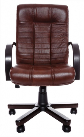 Кресло офисное с низкой спинкой Атлант Экстра кожа коричневая